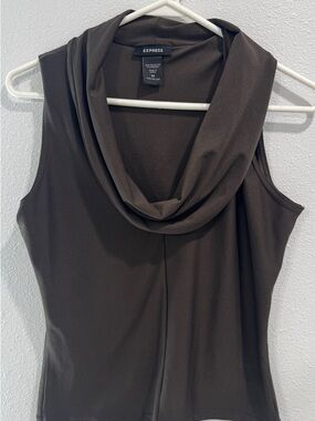 Express Sleeveless Cowl Neck Top - Brown